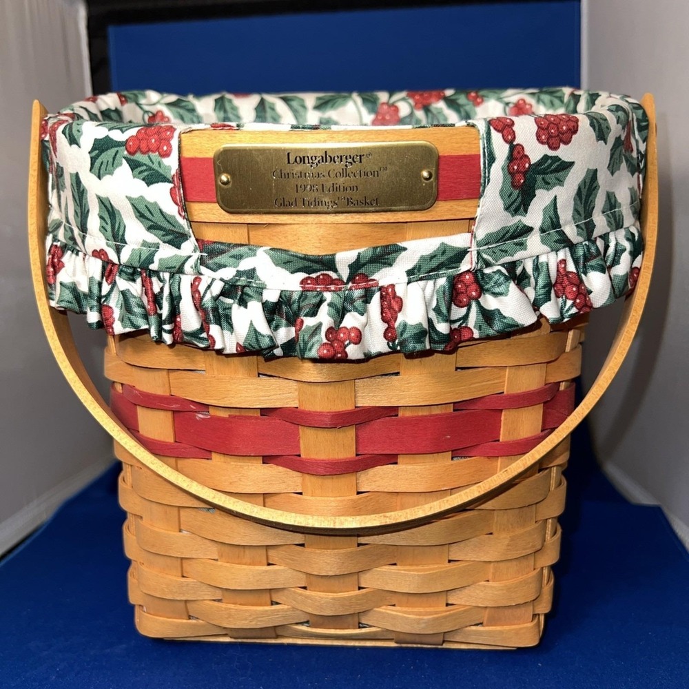 Longaberger 1998 Christmas Coll FabricLiner Plastic Protector "Glad Tidings"